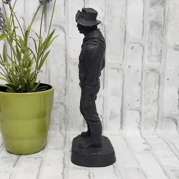 Michael Garman Western Décor of 1969 Cowboy W/ Pistol Holster Bronze Tone Statue - Picture 2 of 8
